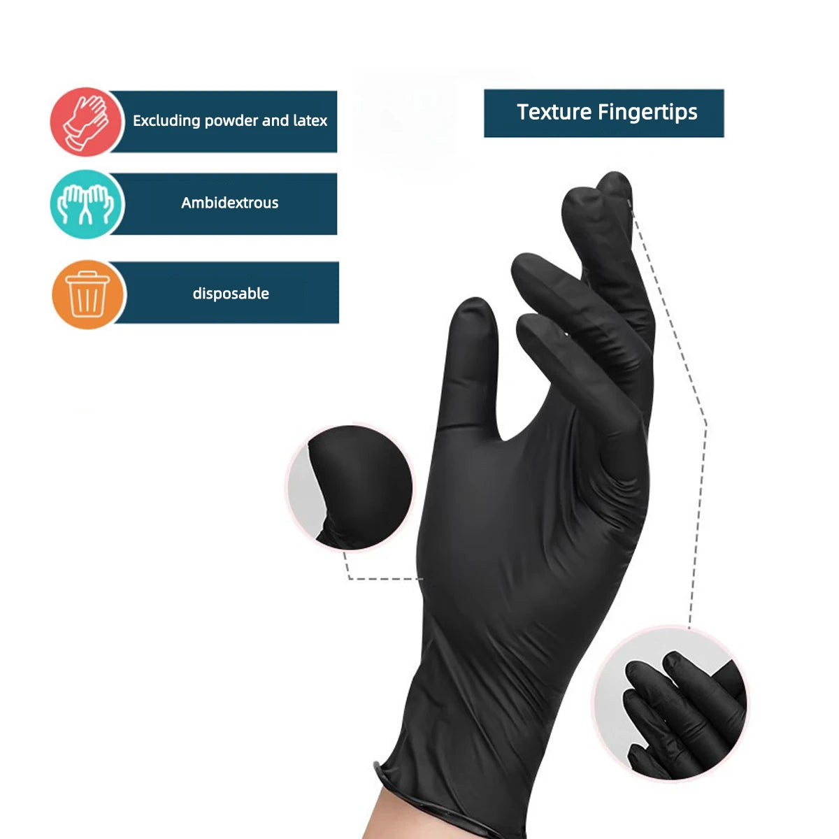 Black Latex-Free Disposable Gloves 10/20/50/100pcs
