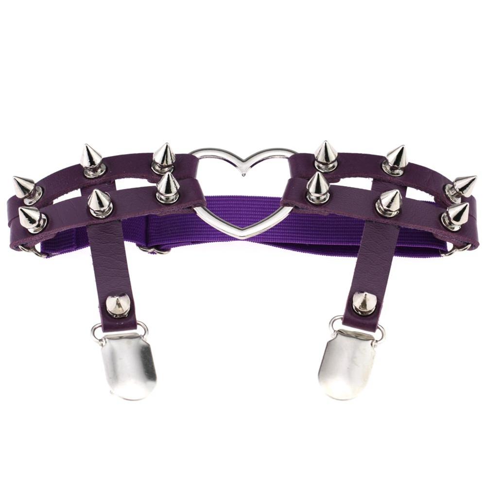 Studded Heart Thigh High Garters