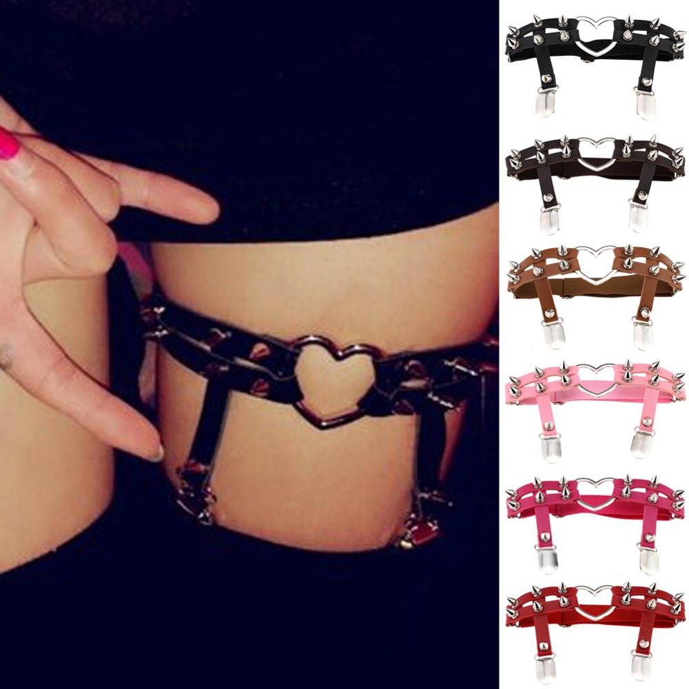 Studded Heart Thigh High Garters