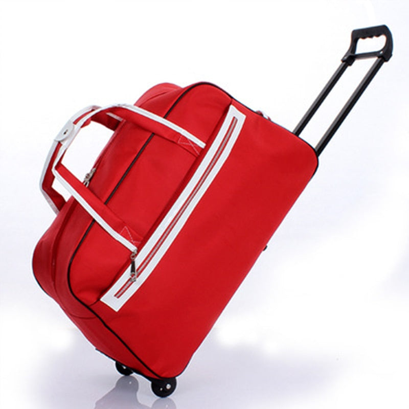 Striped Carry-On Travel Bag with Wheels