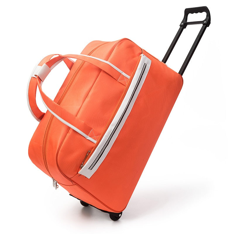 Striped Carry-On Travel Bag with Wheels