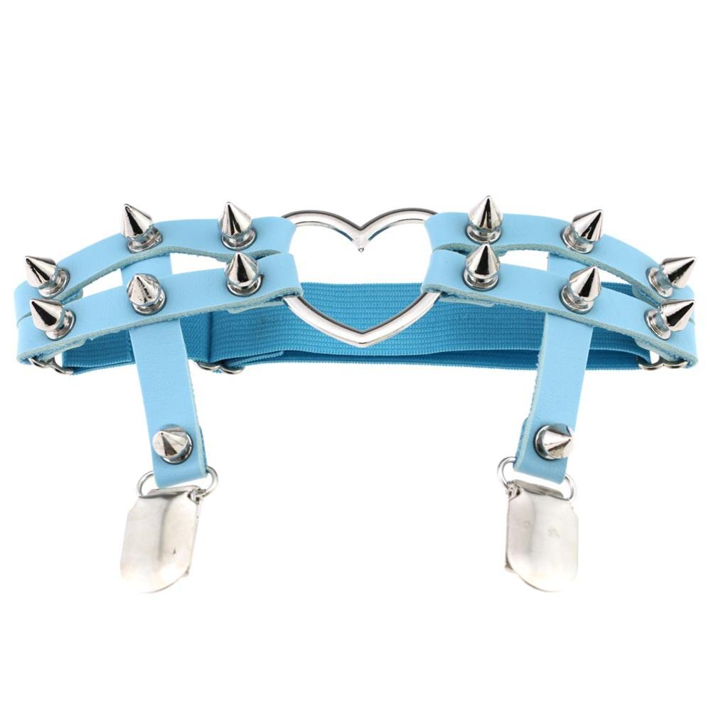 Studded Heart Thigh High Garters