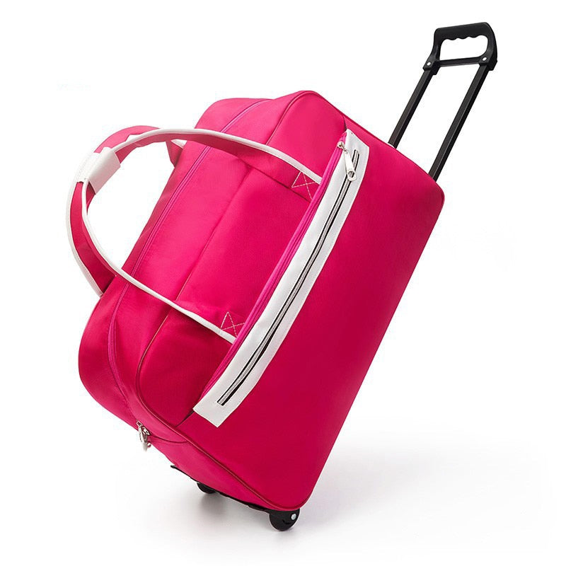 Striped Carry-On Travel Bag with Wheels