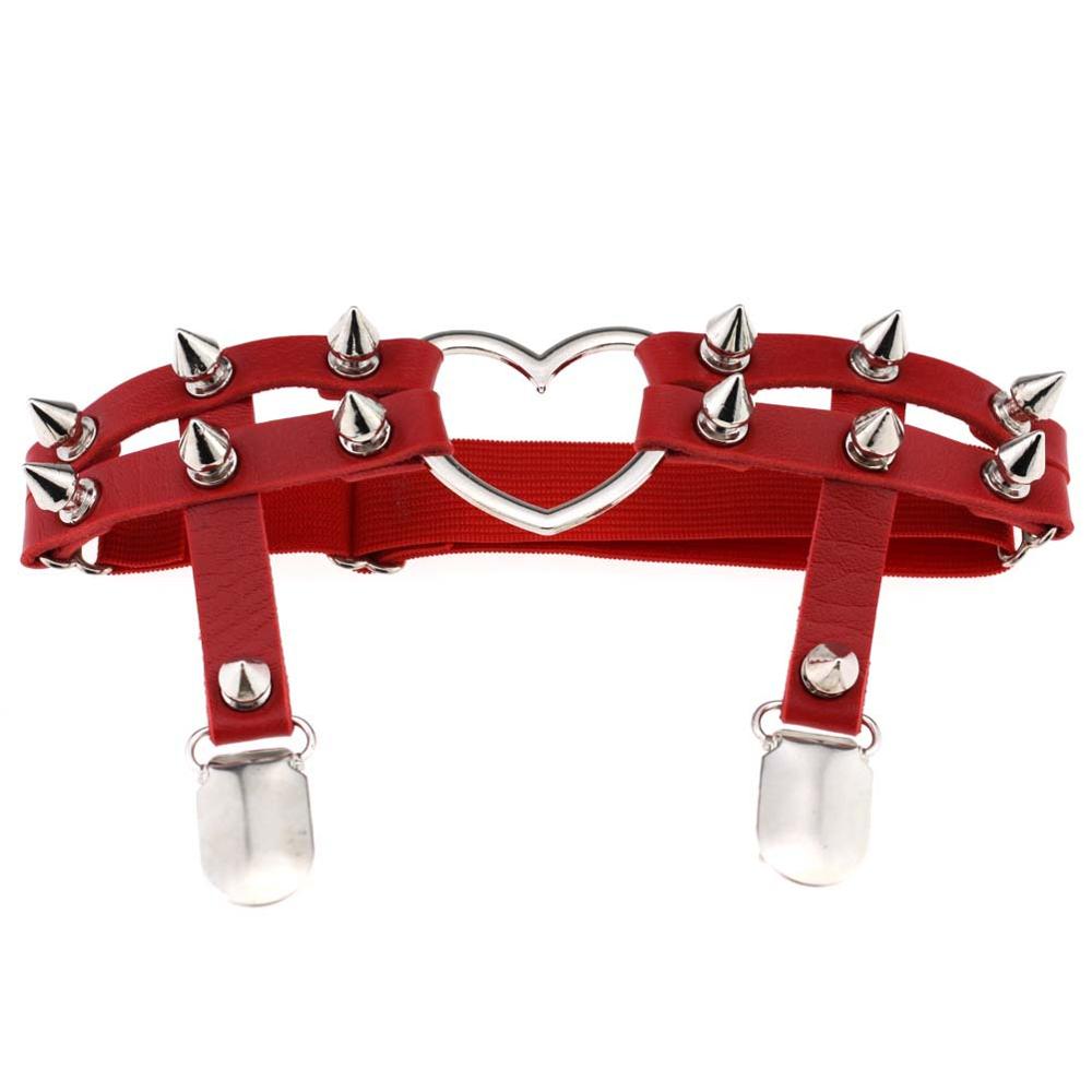 Studded Heart Thigh High Garters