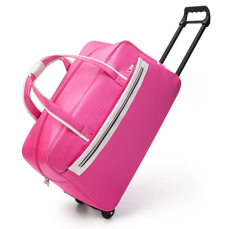 Striped Carry-On Travel Bag with Wheels