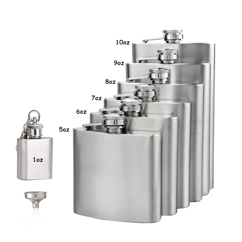 LMETJMA 1 4 5 6 7 8 9 10 oz Stainless Steel Hip Flask with Funnel