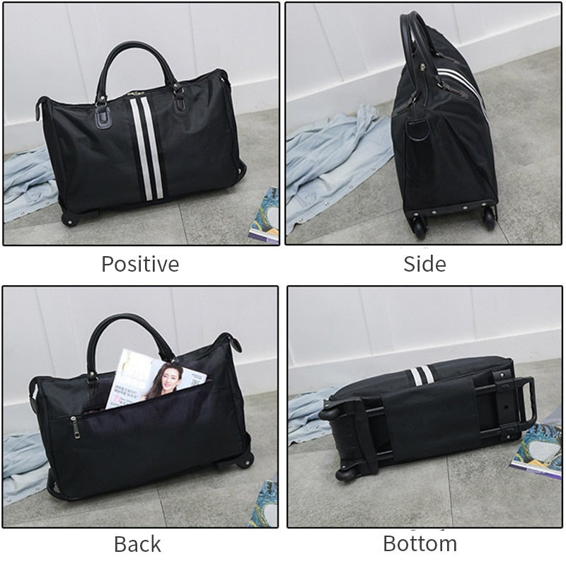 Striped Carry-On Travel Bag with Wheels