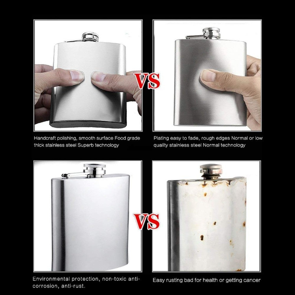 LMETJMA 1 4 5 6 7 8 9 10 oz Stainless Steel Hip Flask with Funnel