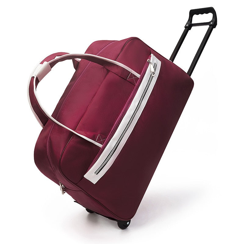 Striped Carry-On Travel Bag with Wheels