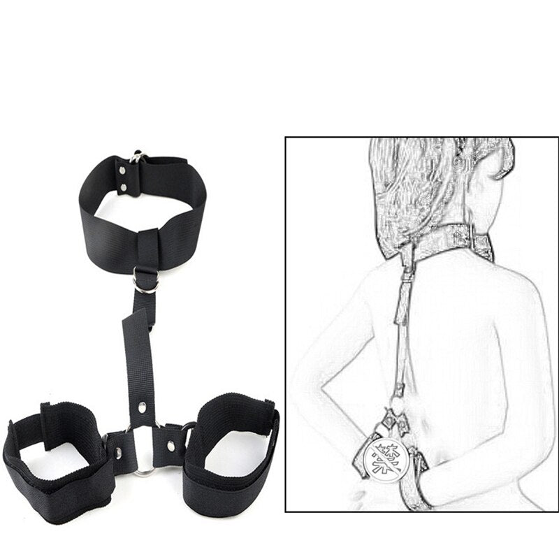 Slave Erotic Leg Open Restraints Neck Handcuffs Ankle Cuff Straps