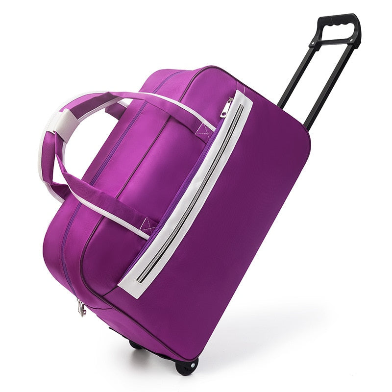 Striped Carry-On Travel Bag with Wheels