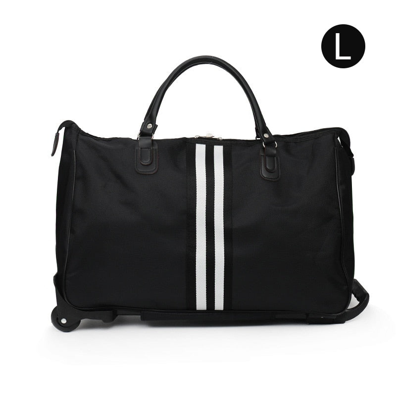 Striped Carry-On Travel Bag with Wheels