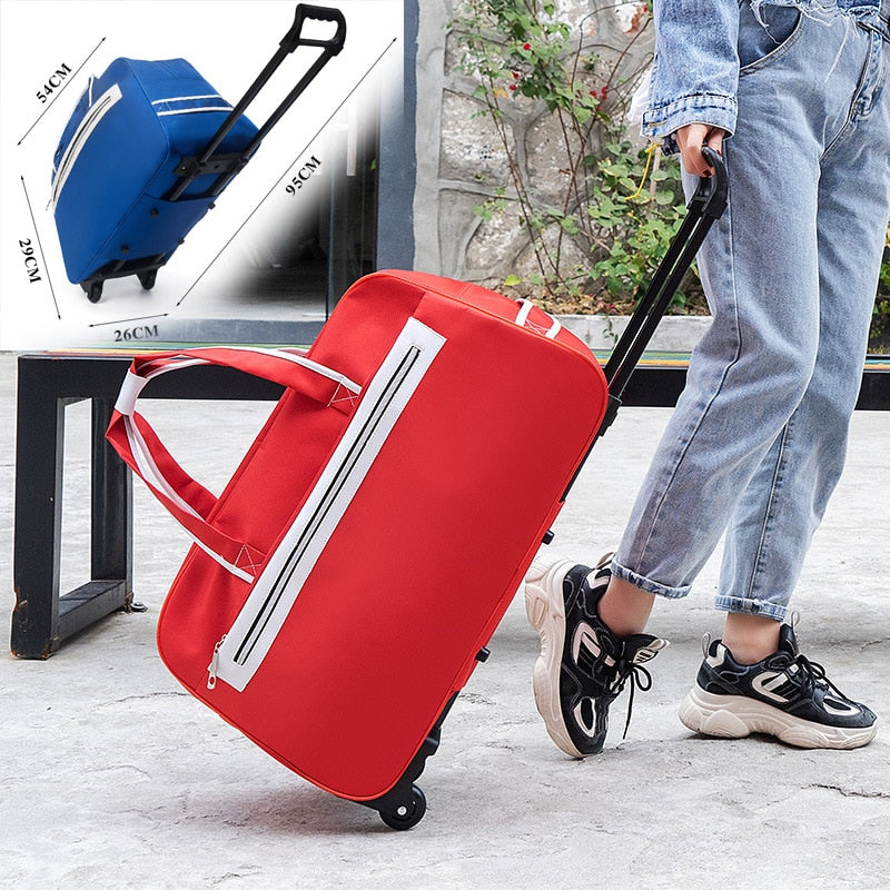 Striped Carry-On Travel Bag with Wheels