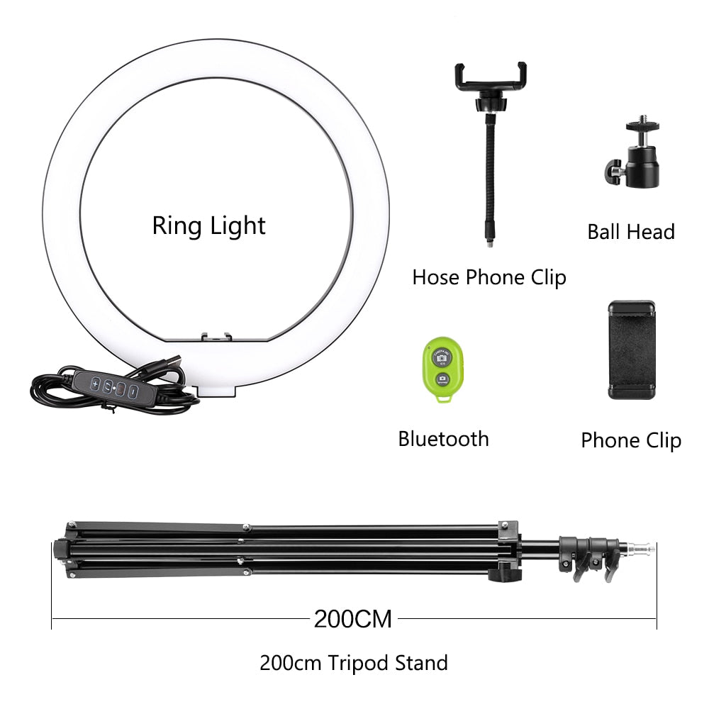 10 inch Mini Selfie LED Video Ring Light Lamp With Table Tripod