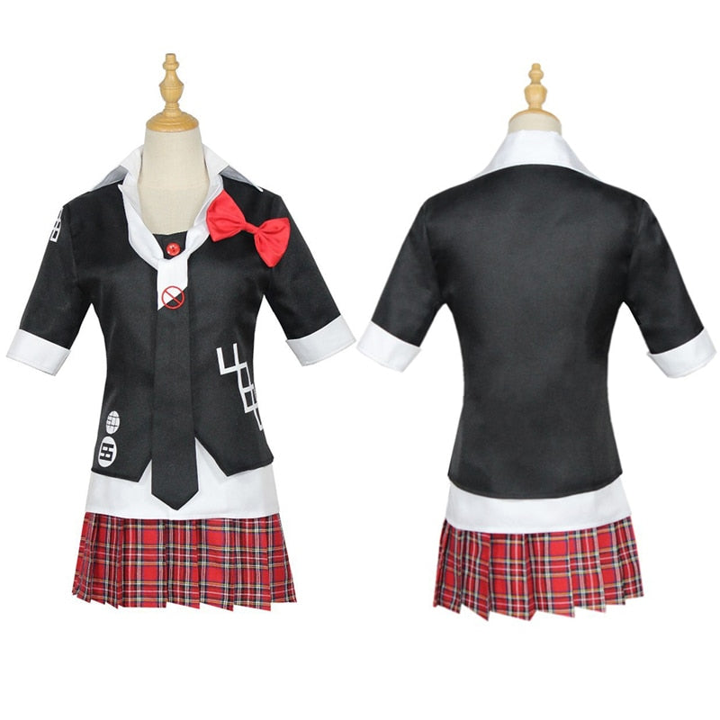 Cosplay Costume Enoshima Junko Uniform with Double Tail Braid Wig